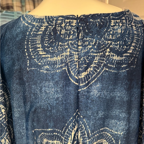 Emma & Michele Blue Patterned Jumpsuit Size Small Blue and White Back Zipper - Picture 8 of 11